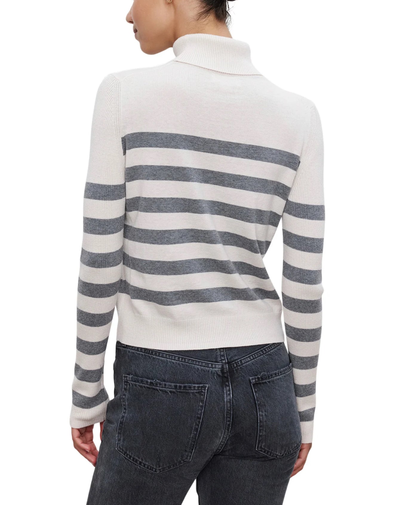 Velvet Korie Striped Sweater - Chalk/Medium Heather Grey