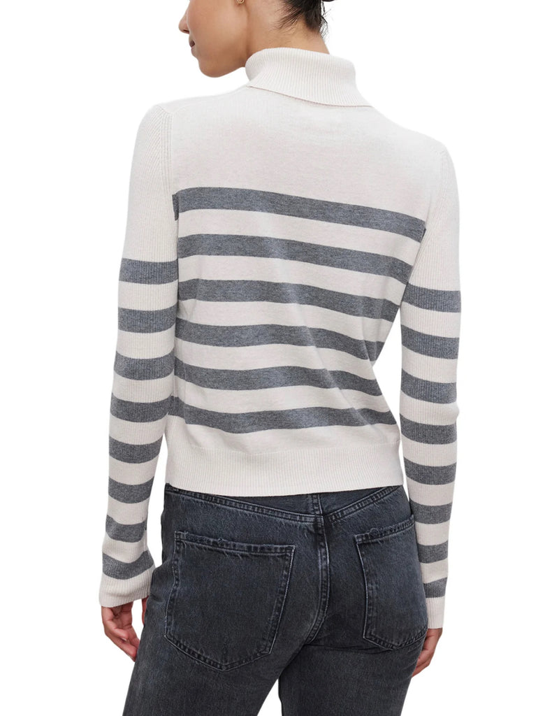 Velvet Korie Striped Sweater - Chalk/Medium Heather Grey