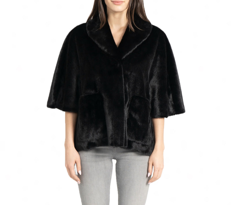 Love Token Peggy Faux Fur Topper - Black