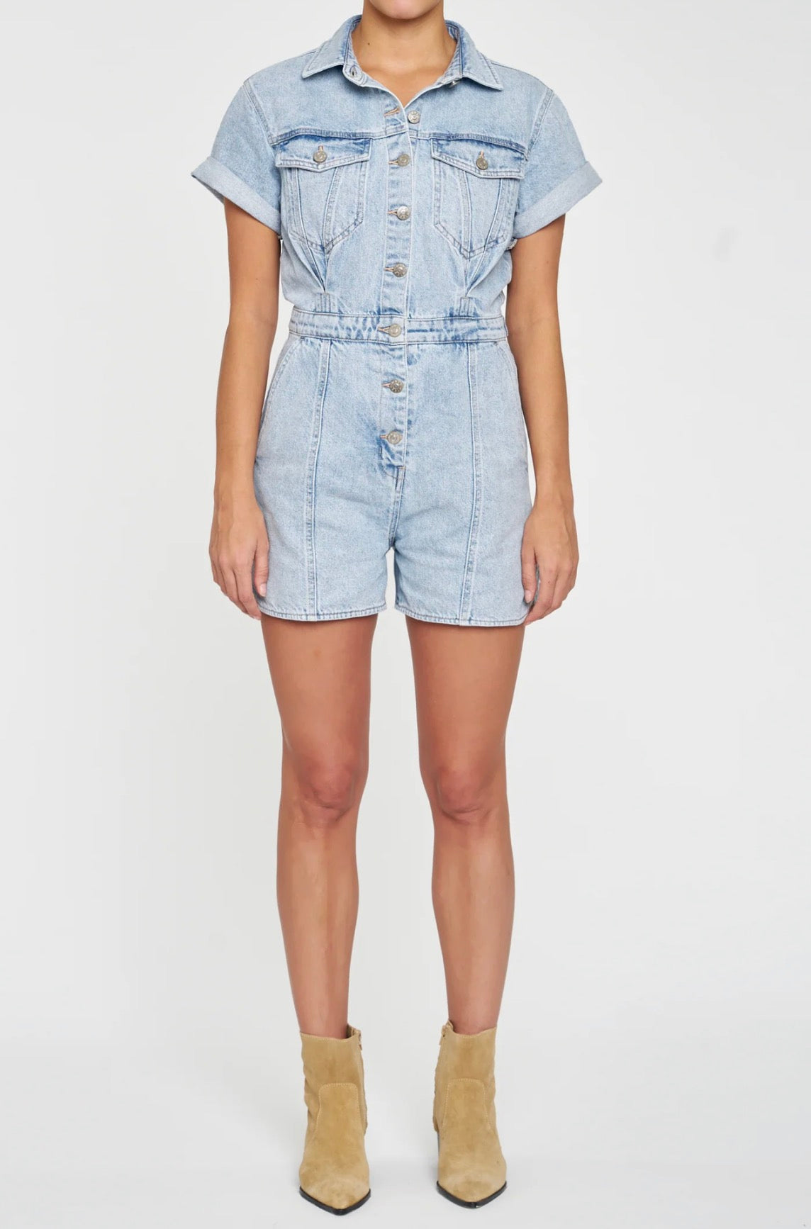 Daze Topanga Romper Short Sleeve - Dolphin