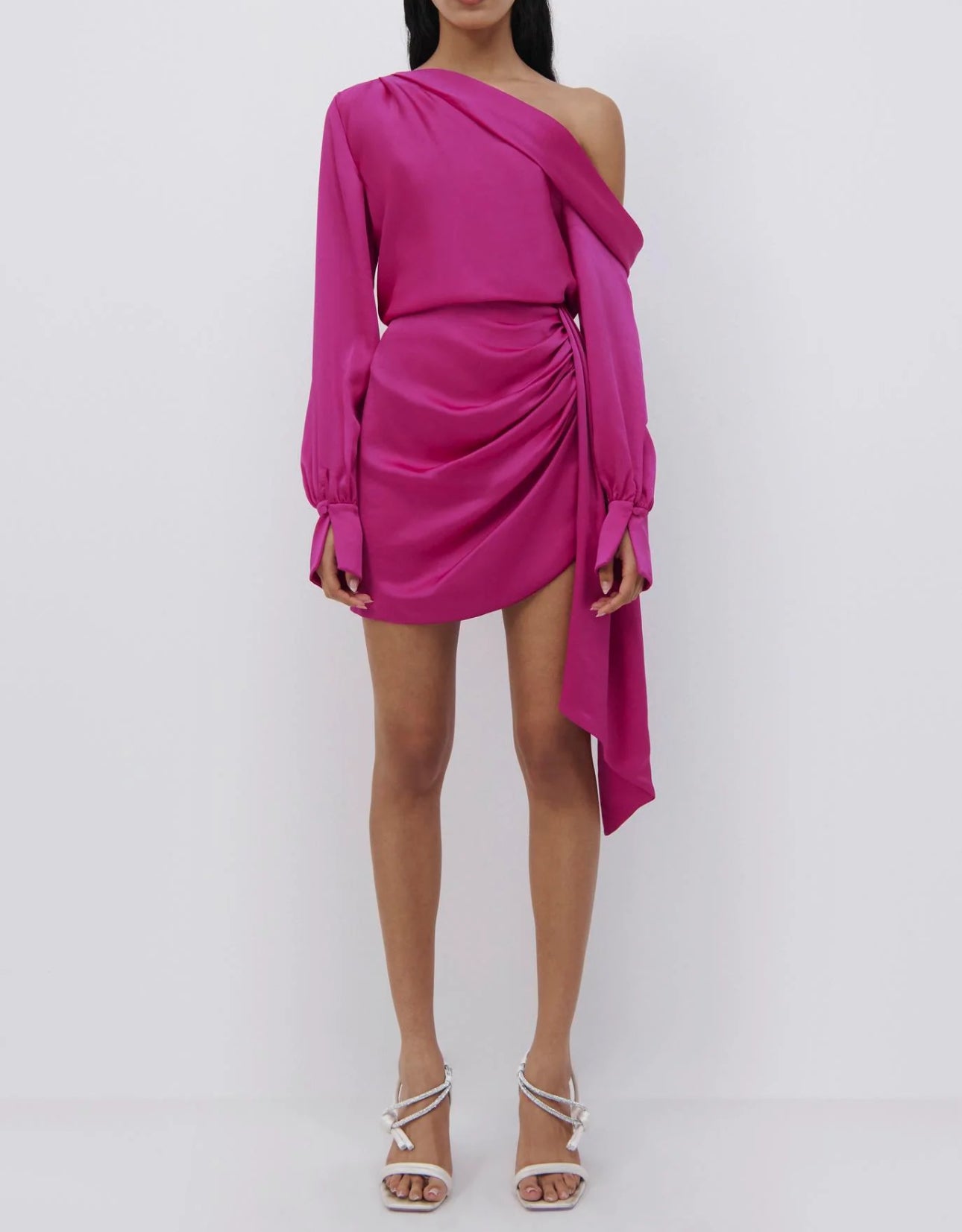 SIMKHAI Mae Draped Satin Mini Skirt - Bougainvillea