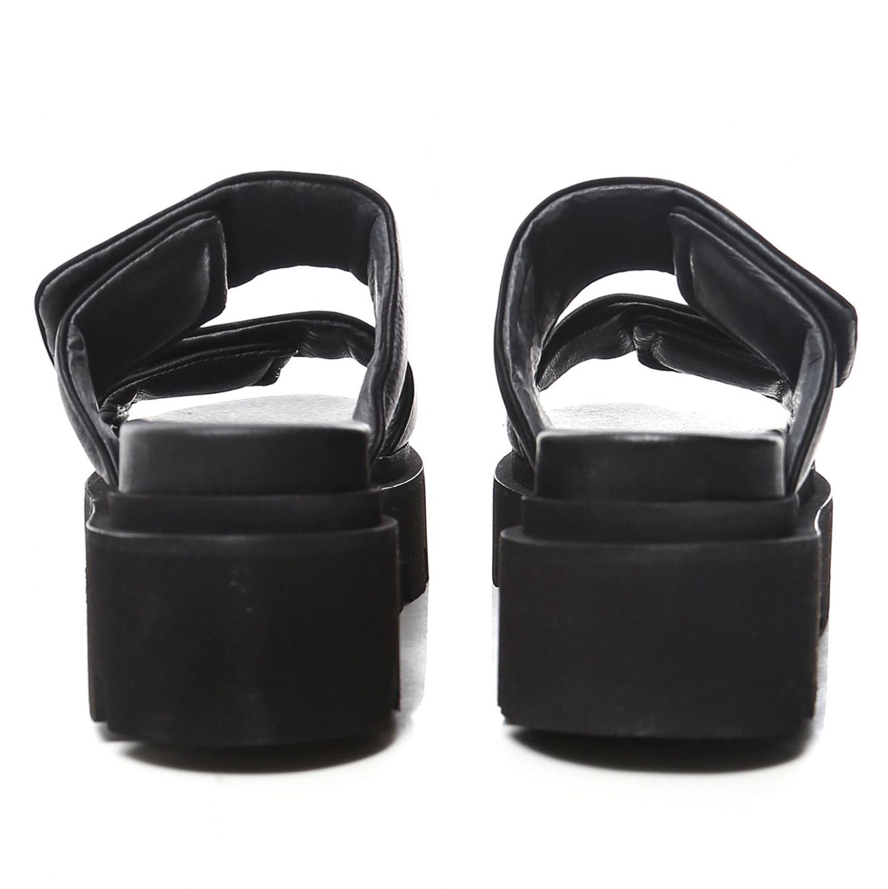 Lofina Gasoline Leather Velcro Sandals - Black