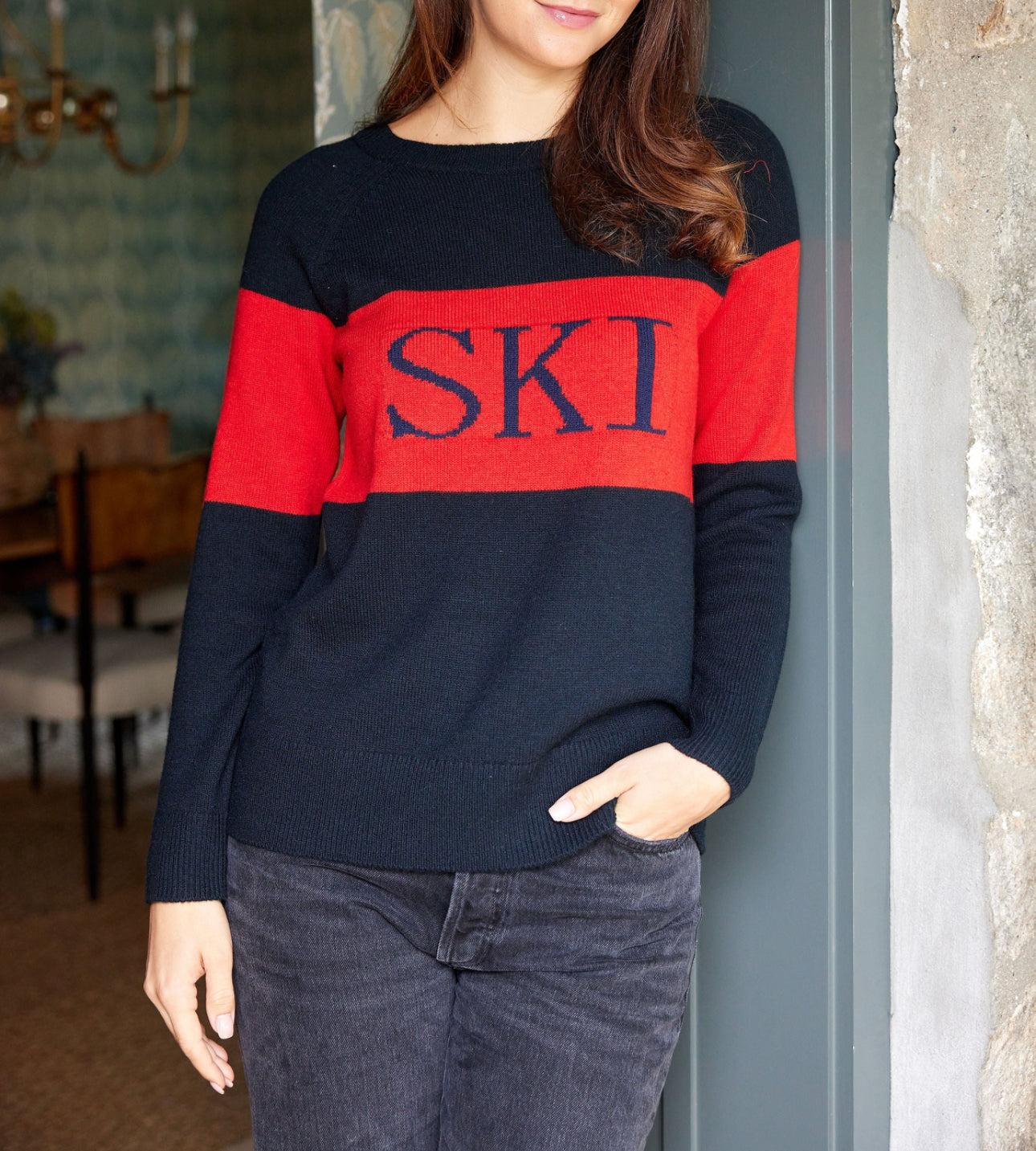 Sail To Sable Navy Fair Isle Ski Sweater