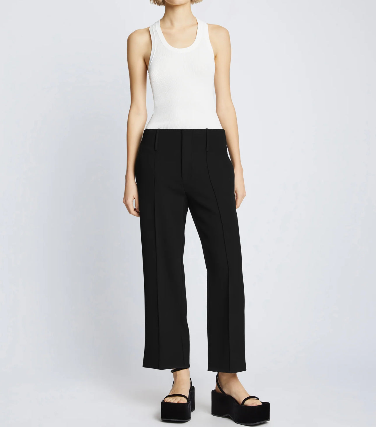 Proenza Schouler Bi-Stretch Crepe Cropped Pants - Black