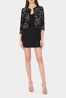 MILLY 3D Garden Lace Jacket - Black