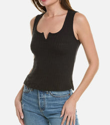 Project Social T Sienna Pointelle Notch Neck Tank - Black