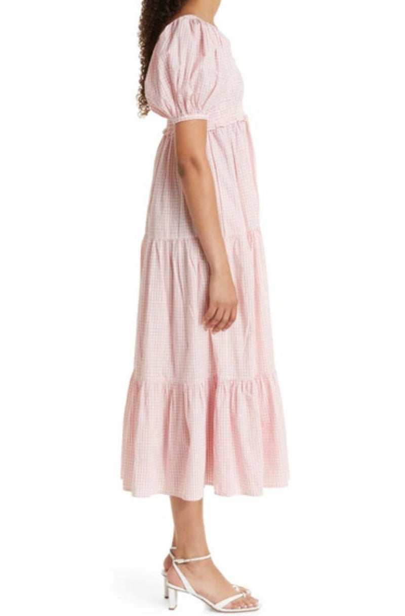 byTiMo Gingham Poplin Tiered Dress - Pink Checks