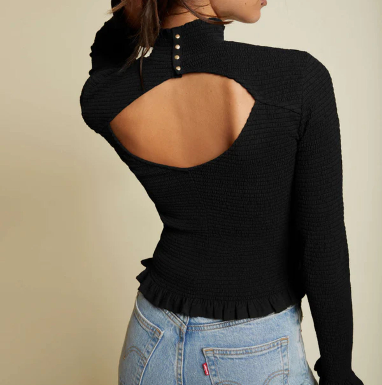 Nation Ltd Yael Open Back Turtleneck - Jet Black