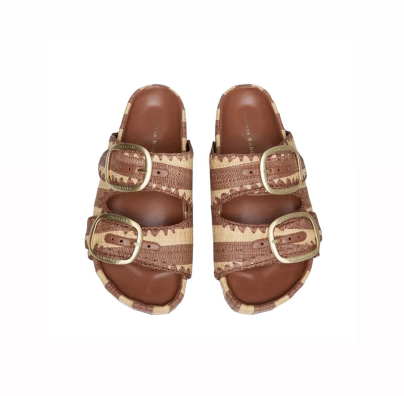 Loeffler Randall Theo Sandal - Brown/Natural Striped Straw