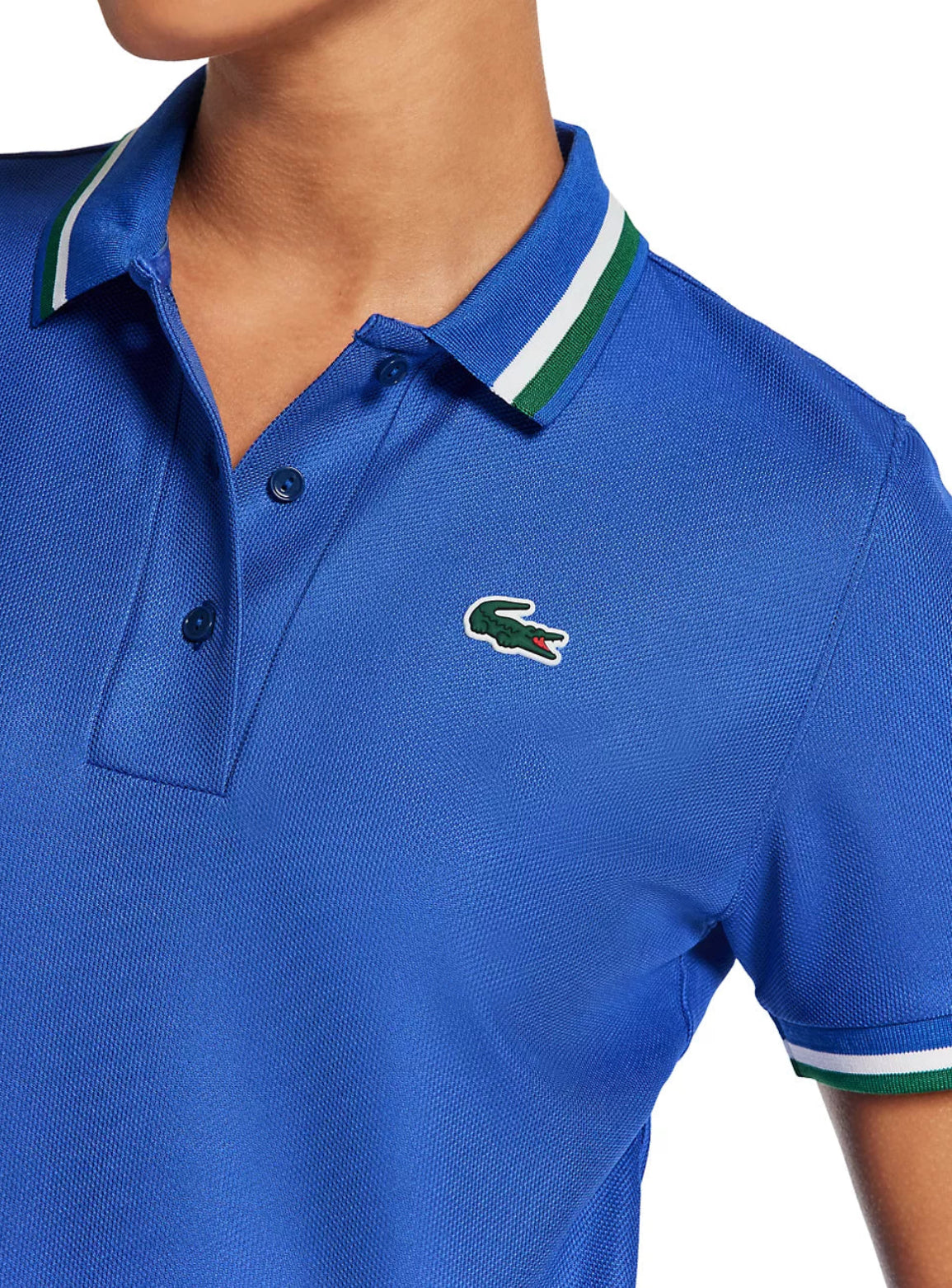 Lacoste UV Protect Stripe Collar Tennis Polo - Cobalt