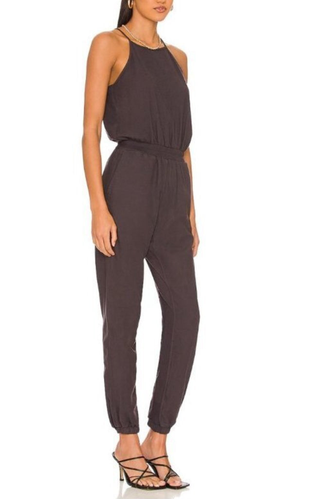 Monrow Woven Mix Jumpsuit - Faded Black
