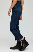 Moussy Vintage Emma Cropped Flare Jeans - Dark Blue