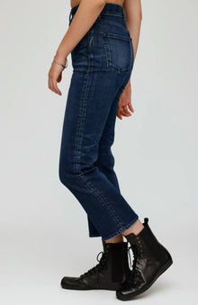 Moussy Vintage Emma Cropped Flare Jeans - Dark Blue