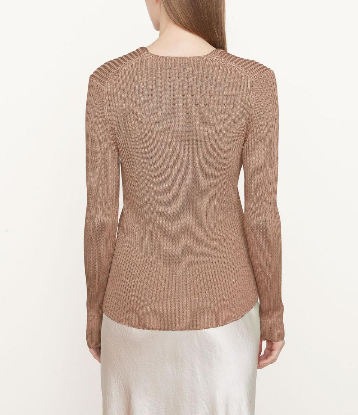 Vince Ribbed Button Cardigan - Chestnut