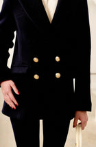 LA COVETURE by Le Stripe Raffaella Reefer Coat Jacket - Navy