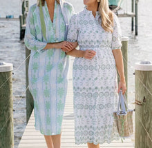 Sail To Sable White/Green Floral Eyelet Puff Sleeve Tie Waist Midi Dress