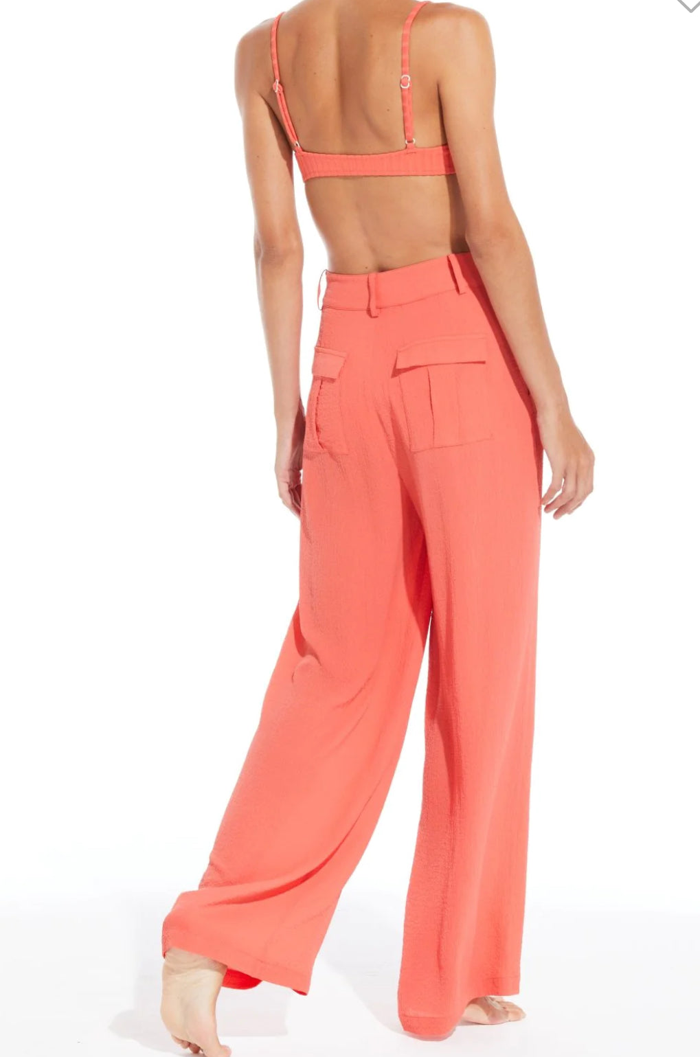 Solid & Striped Roya Pant - Coral Orange Seersucker