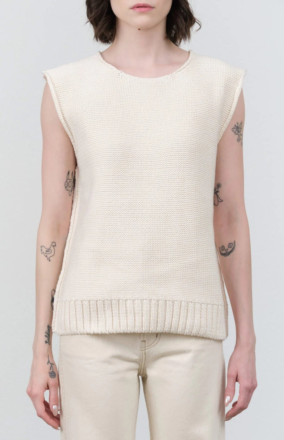 NSF Catalina Sleeveless Sweater Top - Soft White