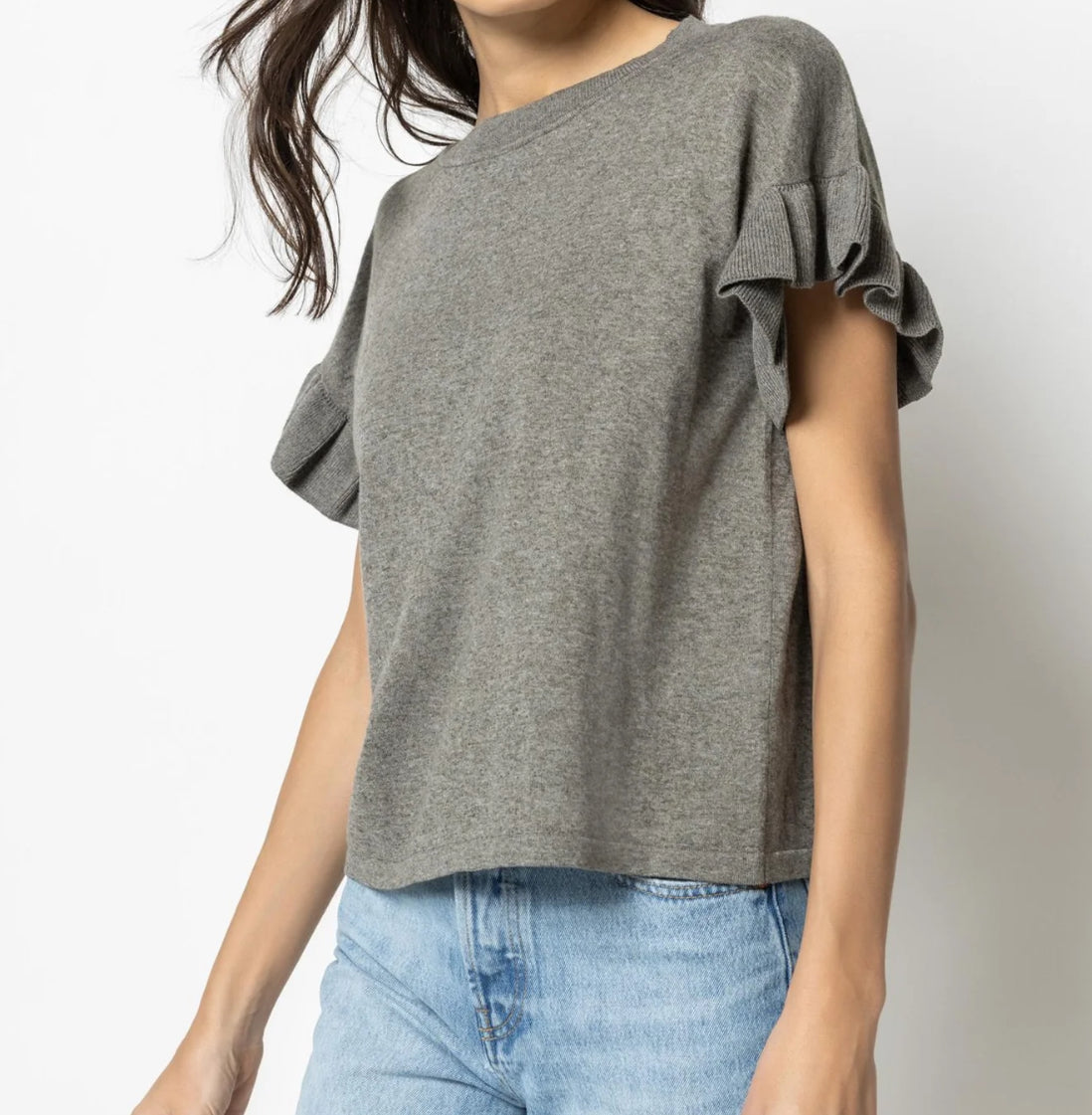 Lilla P Ruffle Sleeve Pullover Sweater - Thyme