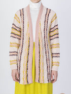 ALYSI Stripes & Jacquard Cardigan- Plaster