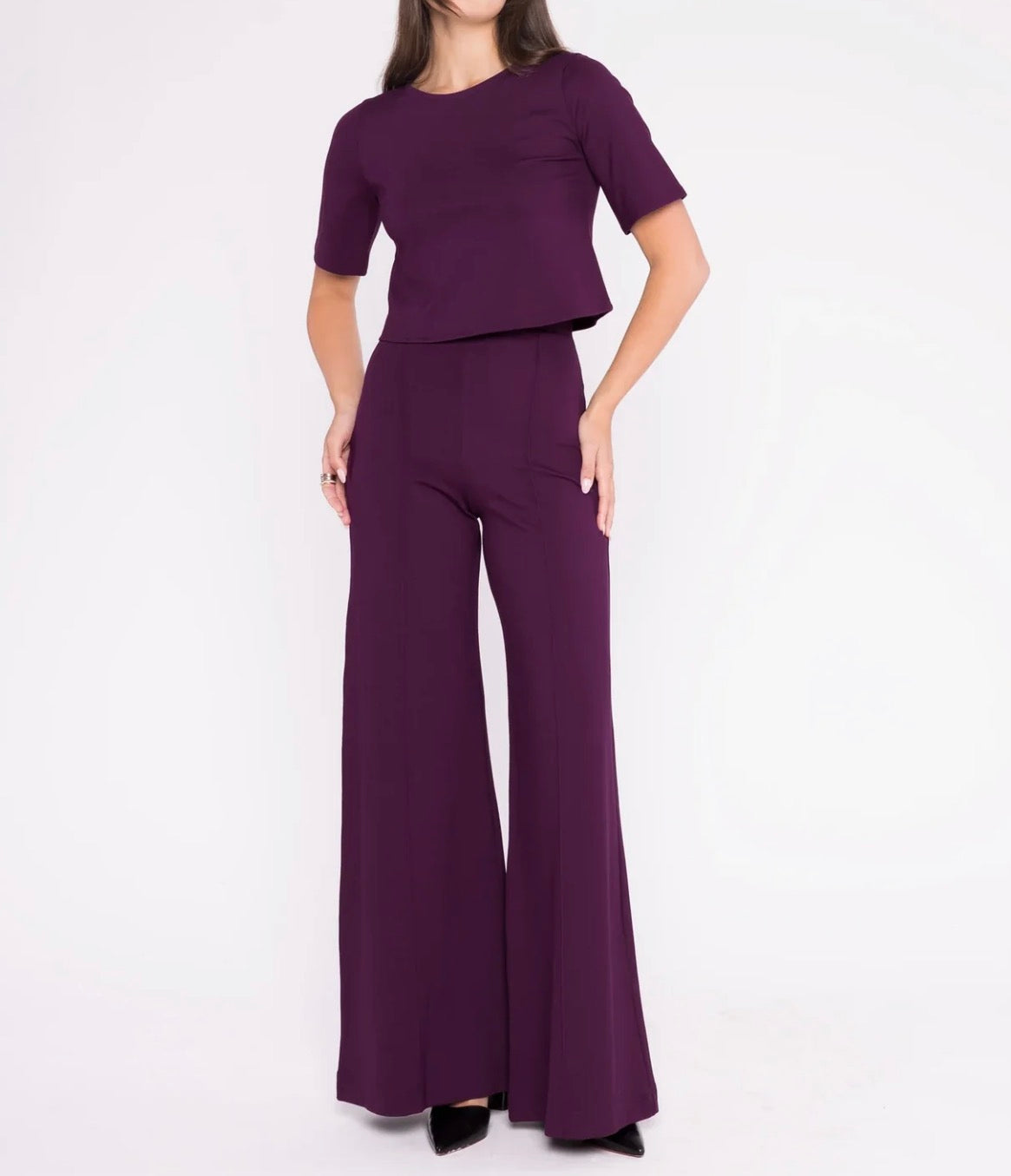 Ripley Rader Ponte Knit Wide Pant - Plum