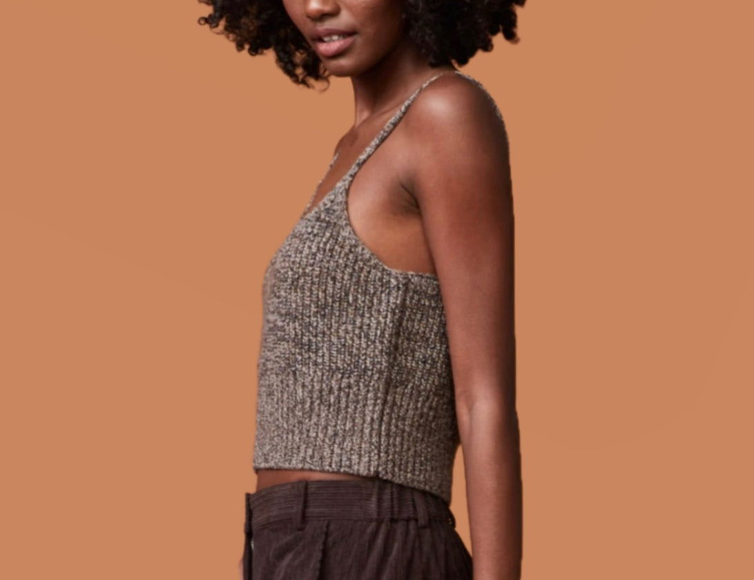 Monrow Marled Sweater Rib Top
