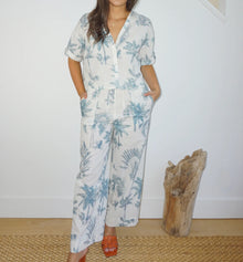 NIBI MTK Cali Cropped Shirt - Faded Teal Palms