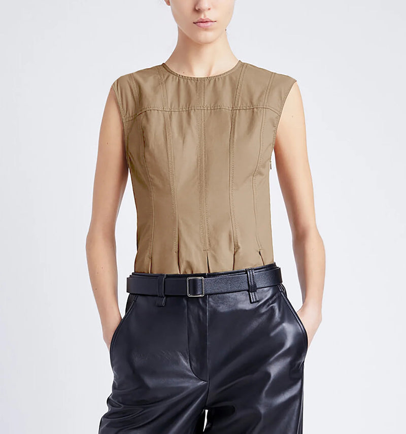 Proenza Schouler White Label Felix Top in Tech Cotton - Dark Birch