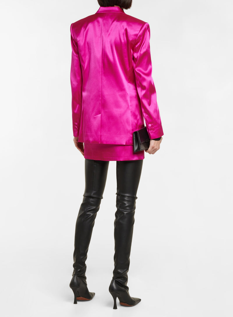 Frame Strong Shoulder Satin Blazer - Magenta