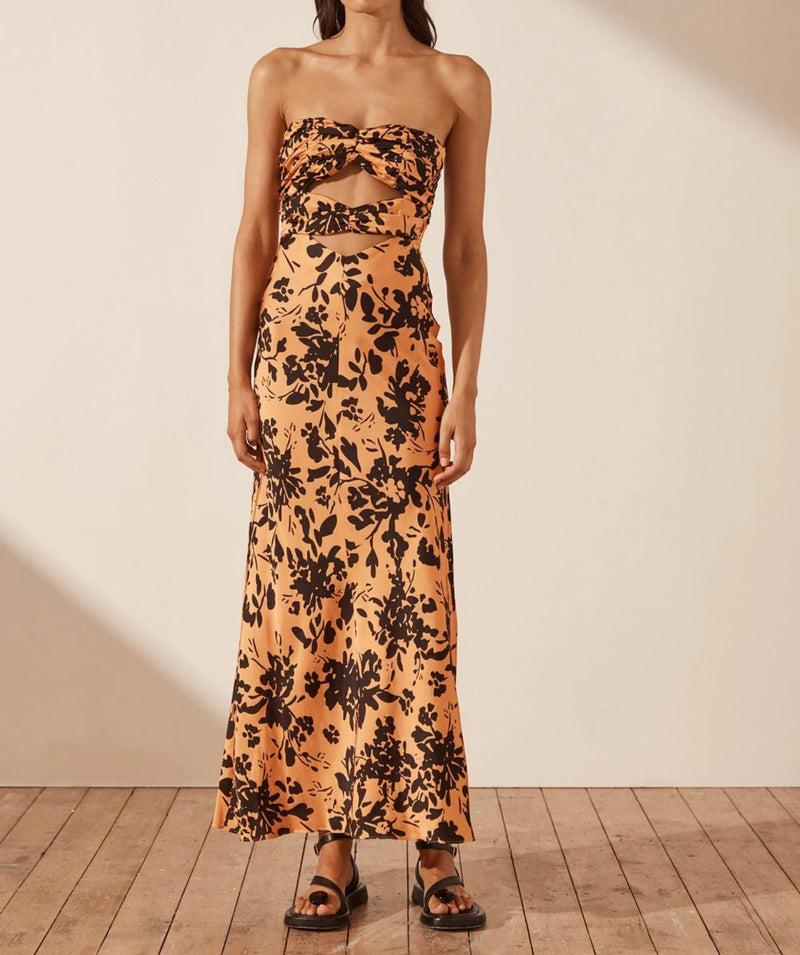 Shona Joy Solare Strapless Cut Out Ruched Dress