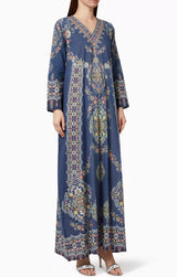 Rajdeep Ranawat Bahar Jalabiya Silk Dress - Ink Blue