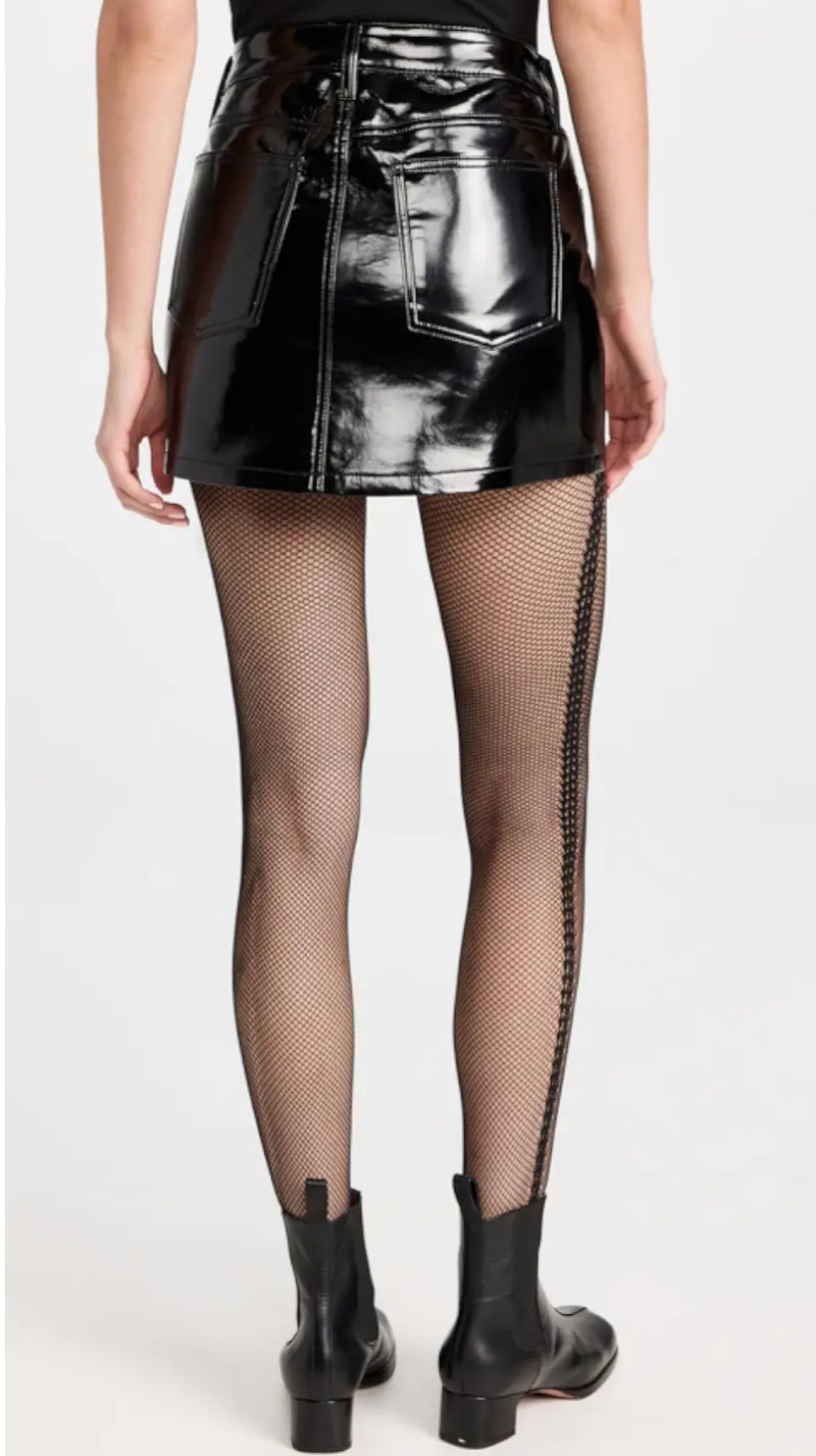 AGOLDE Liv Recycled Patent Leather Mini Skirt - Black