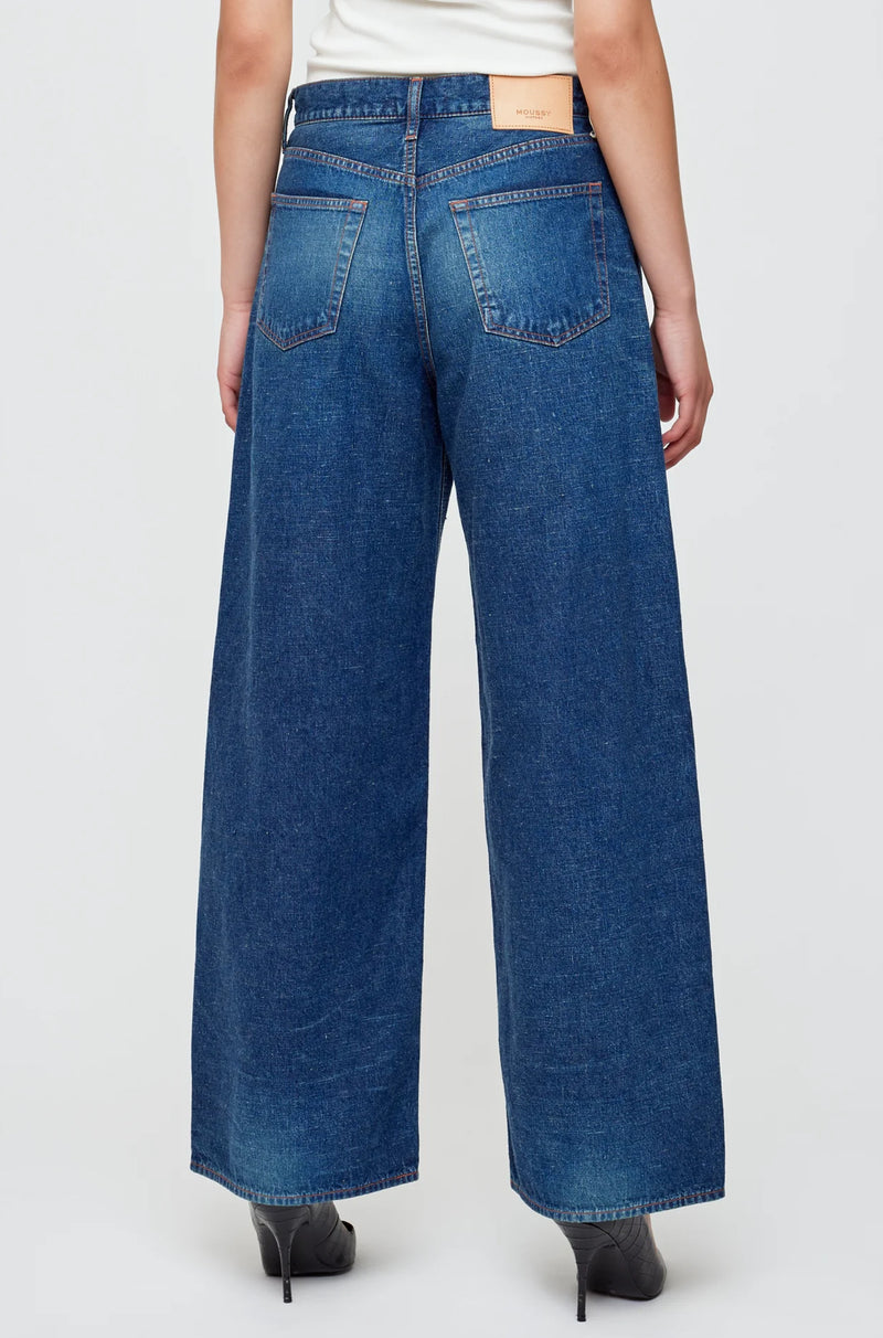 Moussy Vintage Emporia Super Wide Pants - Dark Blue