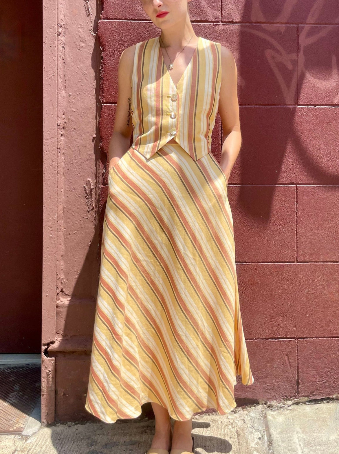 Christine Alcalay Christine Skirt - Tuscan Linen Stripe