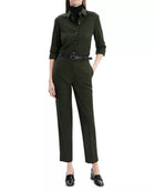 Theory Wool Tapered Pants - Hunter Green Melange