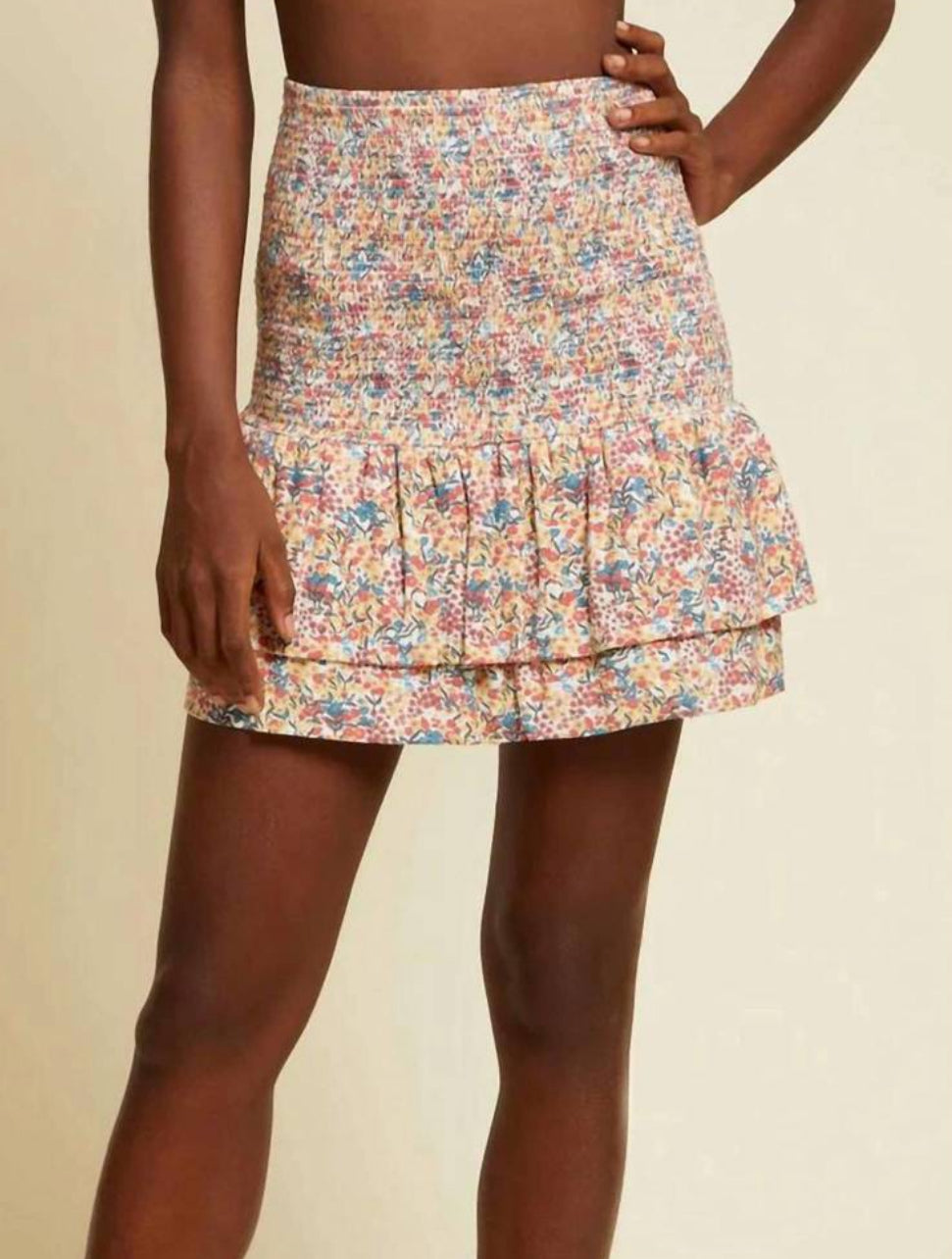 Nation Ltd Mitzy Smocked Mini Ruffle Skirt - Flower Power