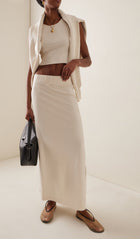 Les Tien Max Stretch Cotton-Modal Maxi Skirt - Ivory