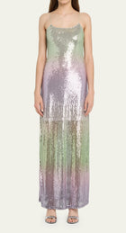 LoveShackFancy Grand Ombré Sequined Maxi Dress