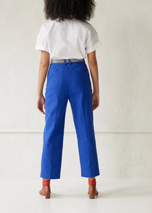 Christine Alcalay Piper Pant in Cotton Twill (Ankle Length) - Cobalt