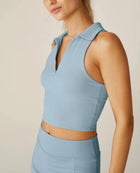 Beyond Yoga Heather Rib Prep Cropped Tank - Sky Heather