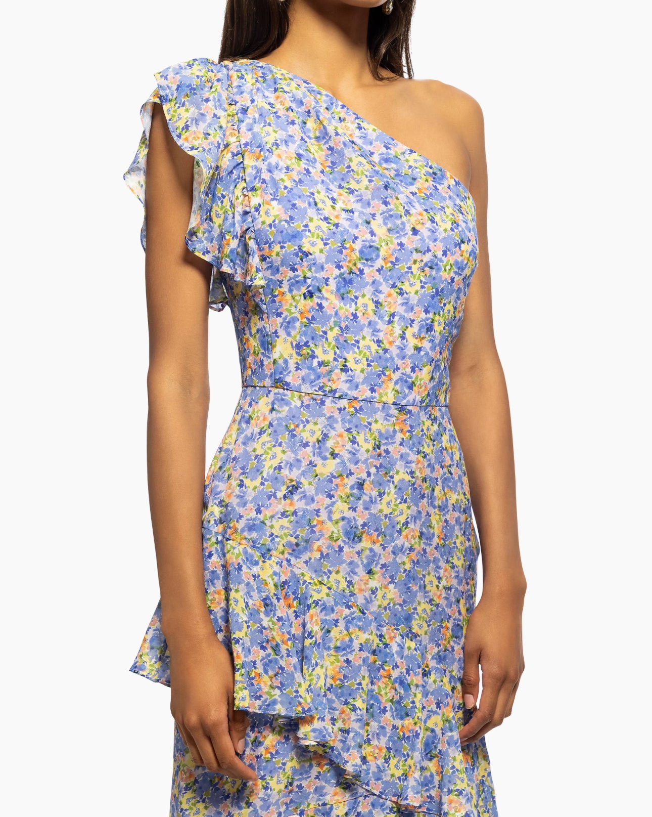 Shoshanna Priya Floral Ruffled Midi Dress