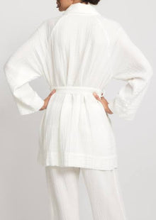 Raquel Allegra Cotton Gauze Medley Robe - Cream