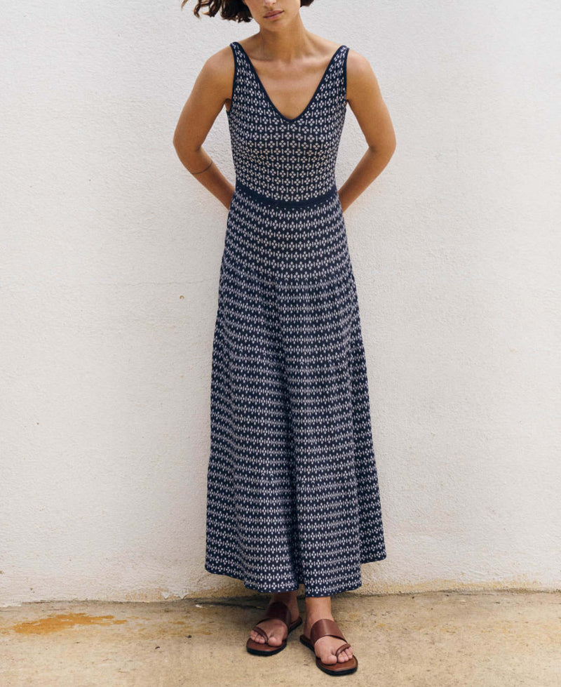 Sita Murt Diamond Geo Jacquard Sweater Dress - Navy