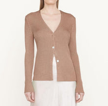 Vince Ribbed Button Cardigan - Chestnut