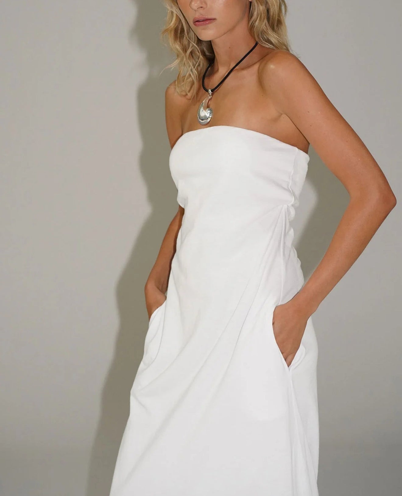 LNA Topanga Strapless Dress - White