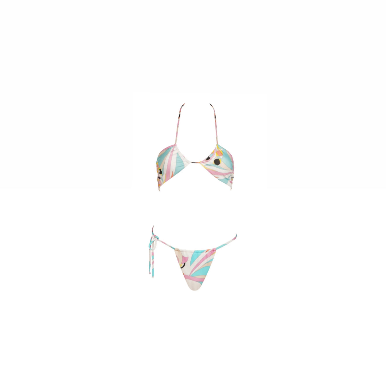 Monica Hansen Vintage Chic Halter Top - Pink Abstract Print