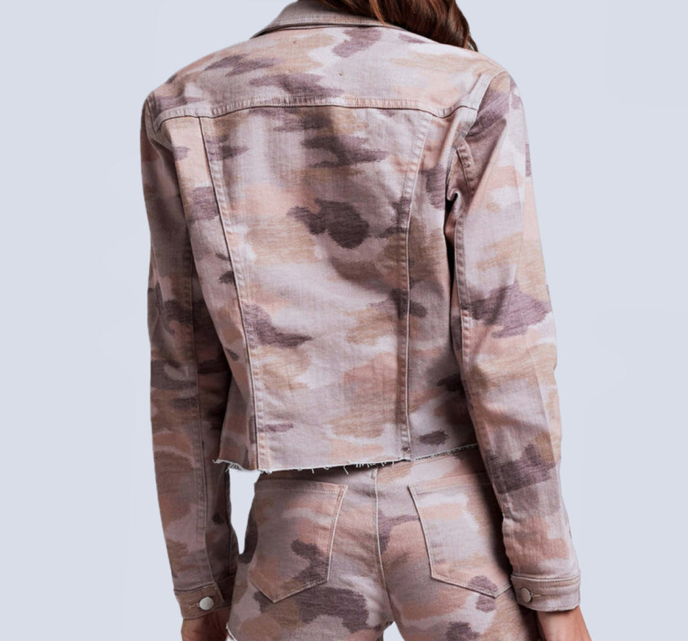 L’Agence Janice Crop Jean Jacket - Pink Camo