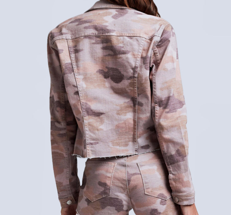 L’Agence Janice Crop Jean Jacket - Pink Camo
