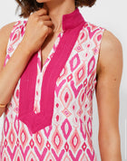 Sail To Sable Pink Ikat Sleeveless Classic Tunic