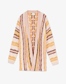 ALYSI Stripes & Jacquard Cardigan- Plaster